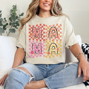 Mama T-shirt, Floral Mama Tee, Retro Mama Shirt, Retro Floral Mama Shirt, Checked Mama Shirt, Vintage Mama Shirt, Retro Mother.