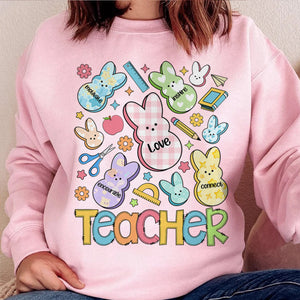 One Hoppy Teacher Sweatshirt, Teacher Bunny Crewneck, Teacher Bunny Easter Sweatshirt, Easter Teacher Tee,Easter Teacher Shirt, Easter Teachers Gift