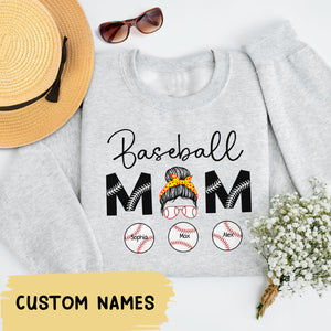 Personalized Baseball Mama Sweatshirt, Baseball Mom Crewneck with Kids Name, Custom Baseball Mom Hoodie, Birthday Gift For Mom, Sports Mama