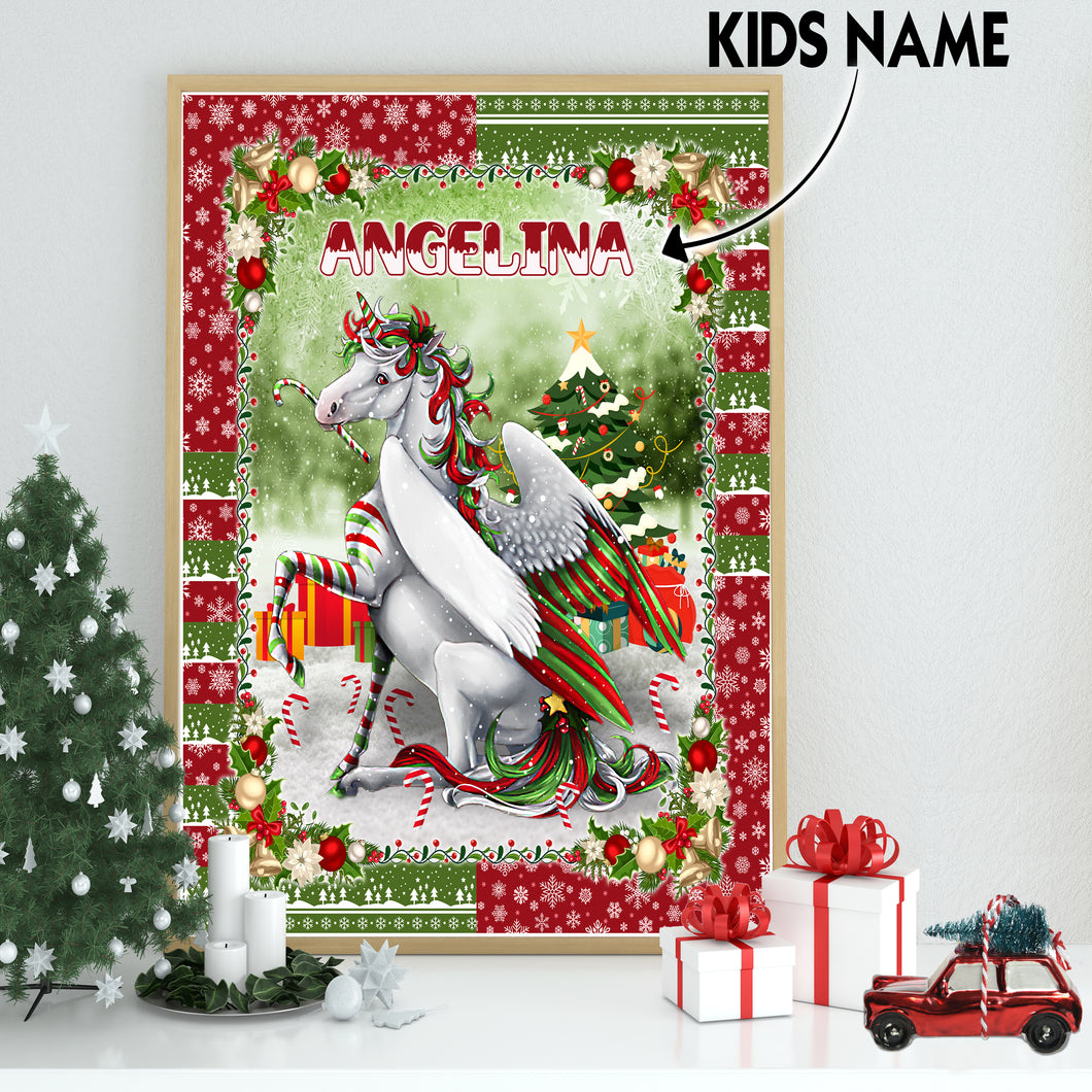 Custom Name Unicorn Christmas, Kids Room Gift