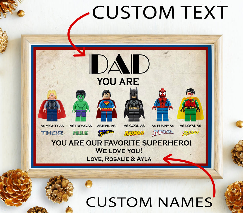 Father's day Gift, Daddy Superhero Poster, You Are My Favorite Superhero