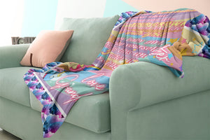 Personalized Grandma Unicorn Rainbow Blanket Gift For Girls