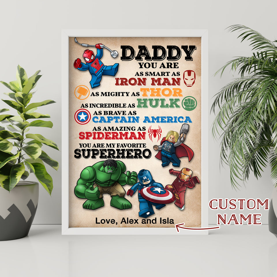 Personalized Name, Father's day Gift, Daddy Superhero Poster, You Are My Favorite Superhero