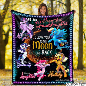 Personalized Name, I Love You To The Moon And Back Pony Blanket