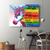 God says you are Unicorn Canvas