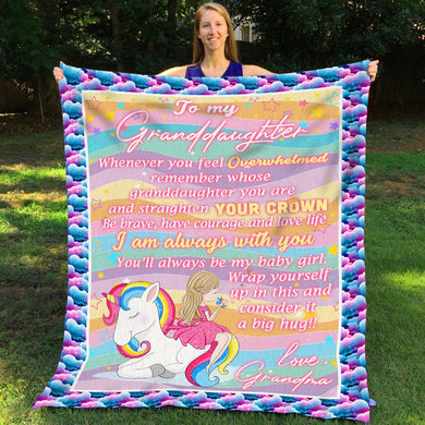 Personalized Grandma Unicorn Rainbow Blanket Gift For Girls