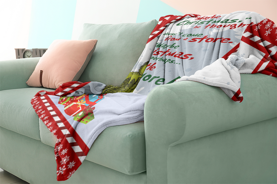 Personalized Grandma Grinch Christmas Blanket