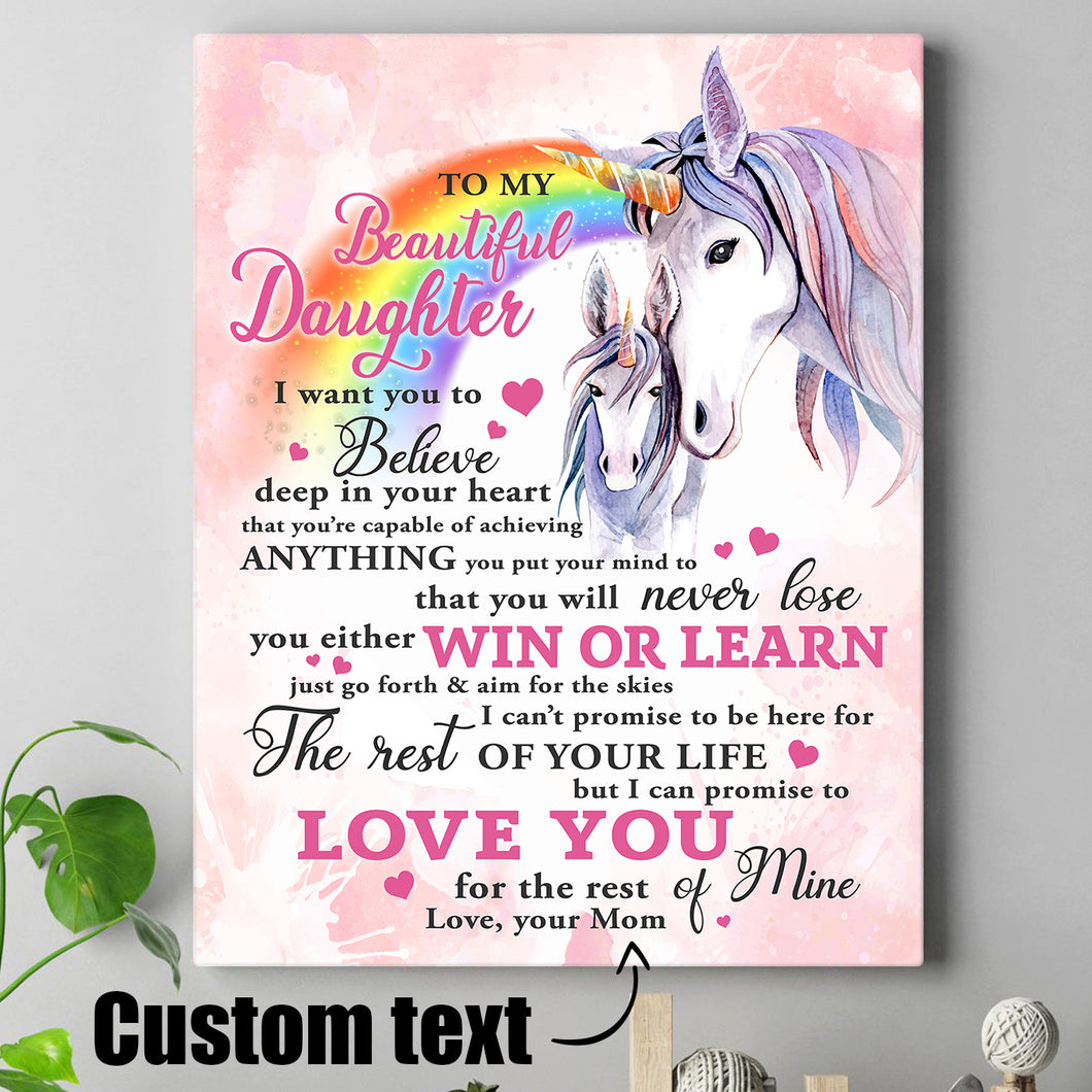 Personalized Mother Unicorn Poster Gift For Daughter
