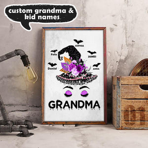 Grandma Witch Hat Halloween Personalized With Grandkids poster