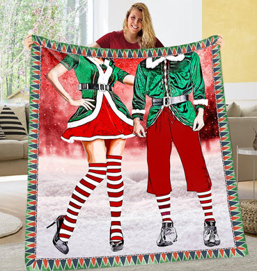 Couple Elf Christmas Blanket