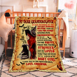 Personalized My Dear Granddaughter Witch Black Cat Blanket, Halloween Gift