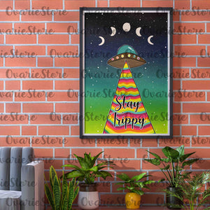 Moon UFO Stay Trippy Poster